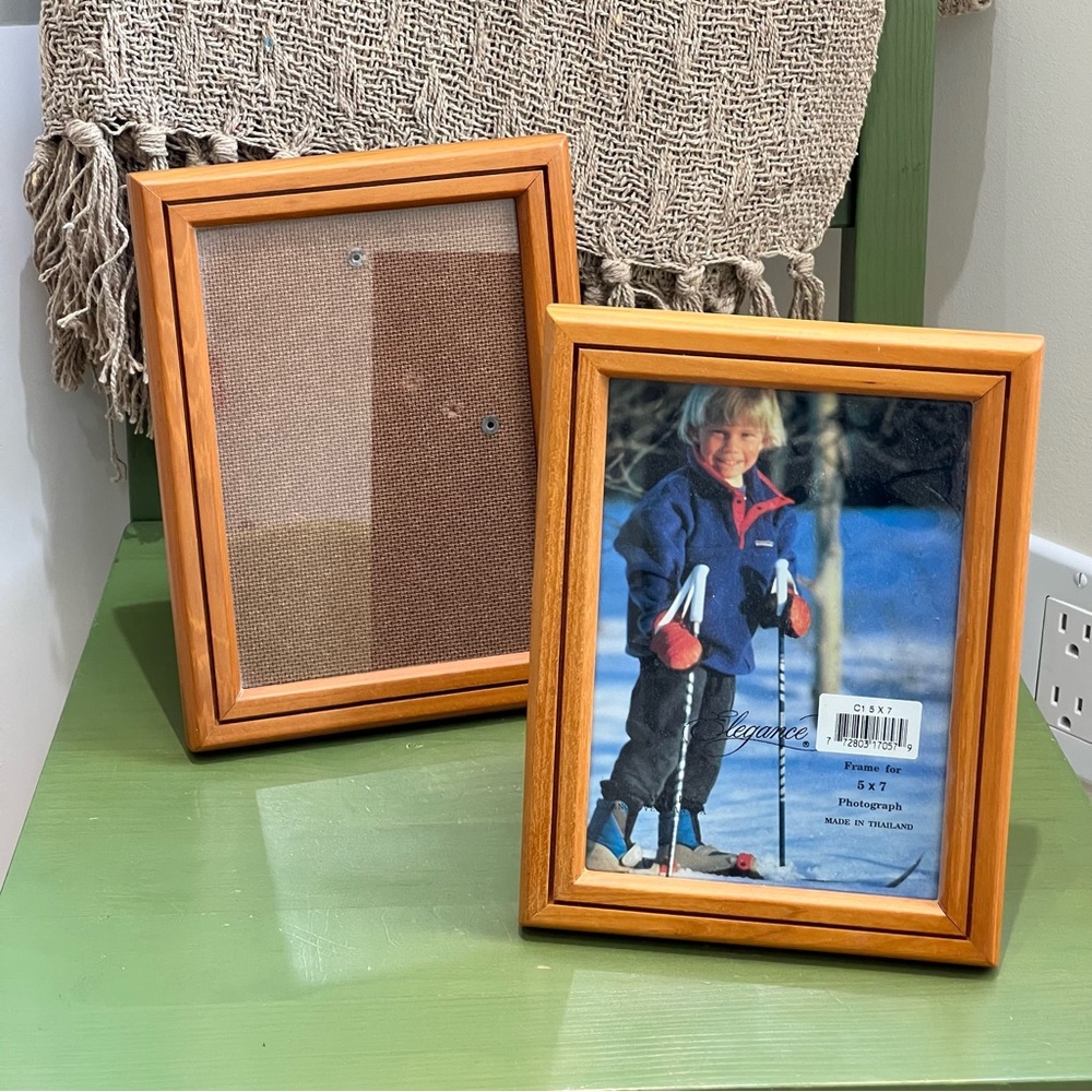 Set of 2 Vintage Teak Wooden 5x7 Picture Frames